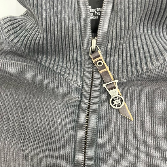 Diesel Jumper Mens XXL Grey Orange Sweater Full Zip Mock Neck Space Travelers - Picture 8 of 9